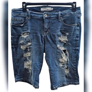 Torrid Distressed Blue Boyfriend Style Jean Shorts